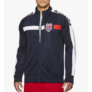 NEW K-Swiss Old Goods Track Jacket Long Sleeve Full-Zip Athletic Fit Navy Mens M